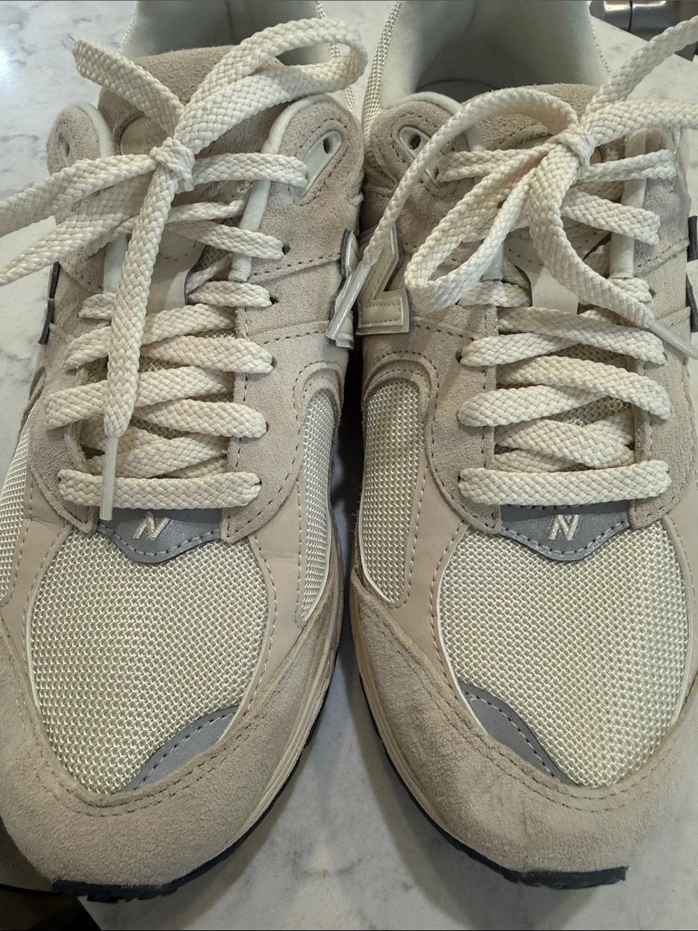 New Balance Cream/Beige 2002R Athletic Sneakers, Womens 10